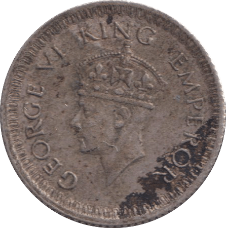 1943 SILVER 1/4 RUPEE INDIA - SILVER WORLD COINS - Cambridgeshire Coins