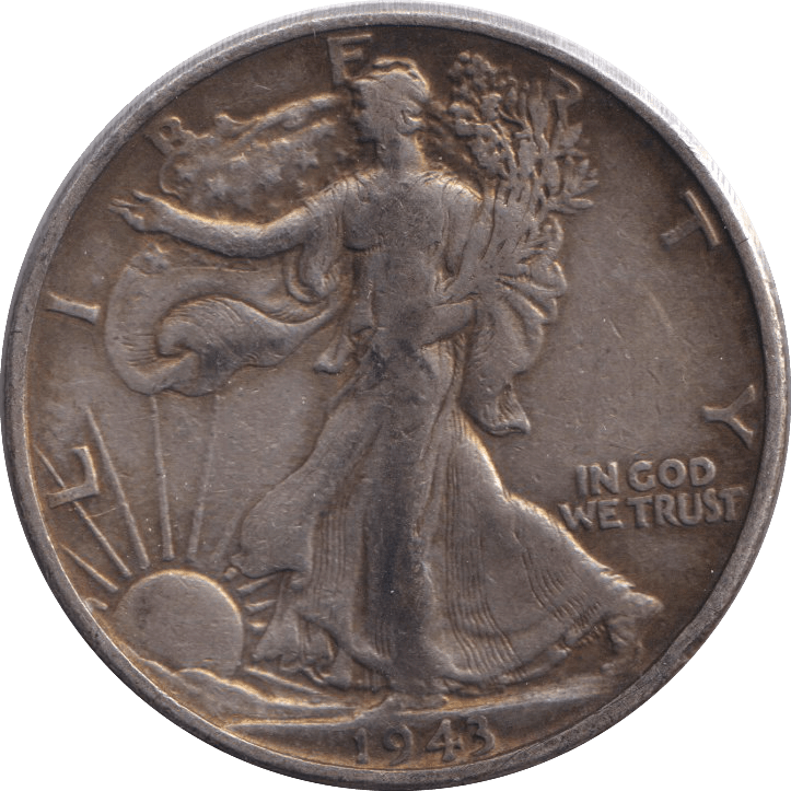 1943 SILVER HALF DOLLAR USA - SILVER WORLD COINS - Cambridgeshire Coins