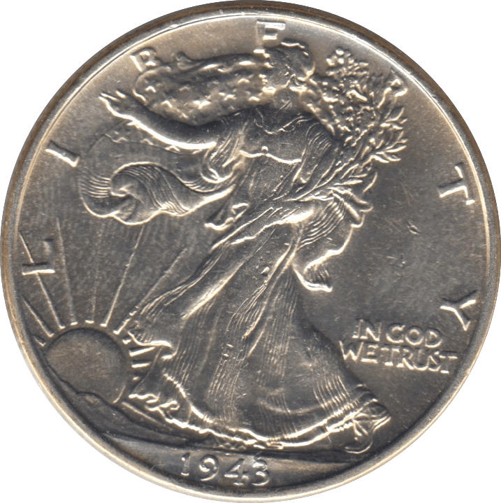 1943 SILVER HALF DOLLAR USA - SILVER WORLD COINS - Cambridgeshire Coins