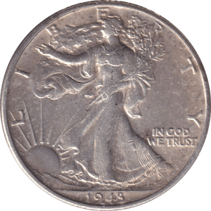 1943 SILVER HALF DOLLAR USA - SILVER WORLD COINS - Cambridgeshire Coins