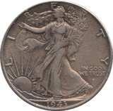 1943 SILVER HALF DOLLAR USA - SILVER WORLD COINS - Cambridgeshire Coins