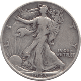 1943 SILVER HALF DOLLAR USA - SILVER WORLD COINS - Cambridgeshire Coins