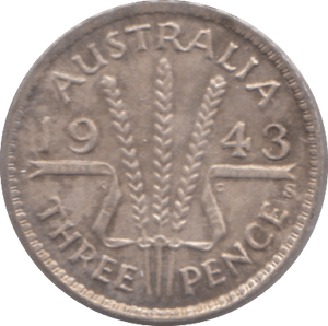 1943 SILVER THREEPENCE AUSTRALIA - SILVER WORLD COINS - Cambridgeshire Coins