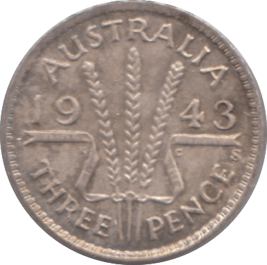 1943 SILVER THREEPENCE AUSTRALIA - SILVER WORLD COINS - Cambridgeshire Coins