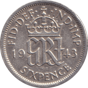 1943 SIXPENCE ( EF ) - SIXPENCE - Cambridgeshire Coins