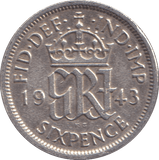 1943 SIXPENCE ( EF ) - SIXPENCE - Cambridgeshire Coins