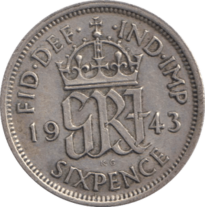 1943 SIXPENCE ( FINE ) - SIXPENCE - Cambridgeshire Coins
