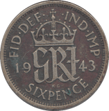 1943 SIXPENCE ( GF ) - SIXPENCE - Cambridgeshire Coins