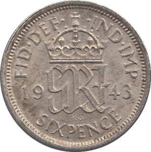 1943 SIXPENCE (GVF) - WORLD COINS - Cambridgeshire Coins