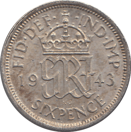 1943 SIXPENCE (GVF) - WORLD COINS - Cambridgeshire Coins