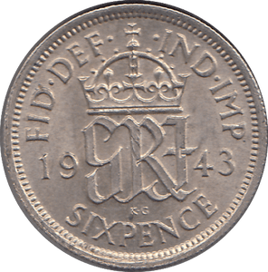 1943 SIXPENCE ( UNC ) 1 - SIXPENCE - Cambridgeshire Coins
