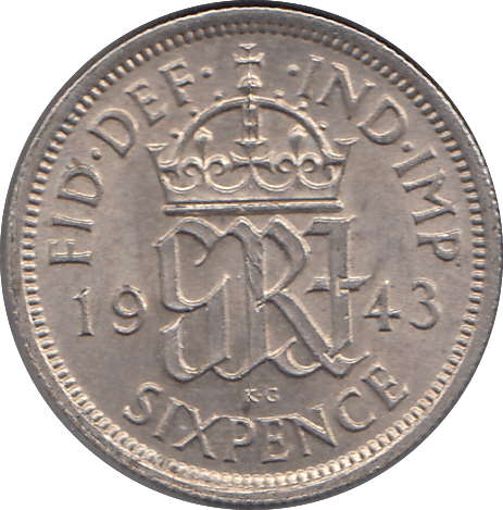1943 SIXPENCE ( UNC ) 1 - SIXPENCE - Cambridgeshire Coins