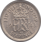 1943 SIXPENCE ( UNC ) 1 - SIXPENCE - Cambridgeshire Coins
