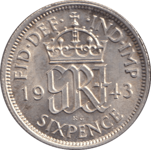 1943 SIXPENCE ( UNC ) - SIXPENCE - Cambridgeshire Coins