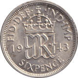1943 SIXPENCE ( UNC ) - SIXPENCE - Cambridgeshire Coins