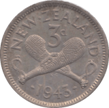 1943 THREEPENCE SILVER NEW ZEALAND - SILVER WORLD COINS - Cambridgeshire Coins