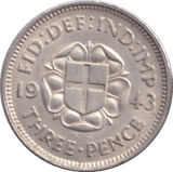 1943 THREEPENCE ( UNC ) - Threepence - Cambridgeshire Coins