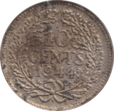 1944 10 CENTS NETHERLANDS - SILVER WORLD COINS - Cambridgeshire Coins