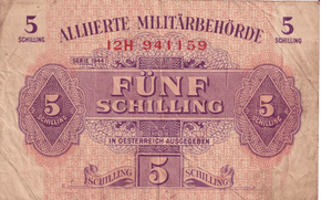 1944 AUSTRIA 5 SCHILLING BANKNOTE REF-1699 - WORLD BANKNOTES - Cambridgeshire Coins