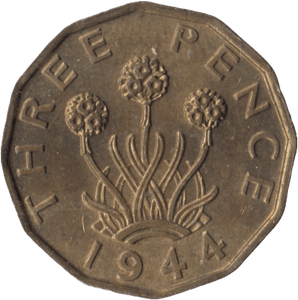 1944 BRASS THREEPENCE ( UNC ) - Threepence - Cambridgeshire Coins