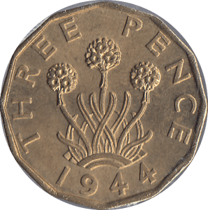 1944 BRASS THREEPENCE ( UNC ) - THREEPENCE - Cambridgeshire Coins