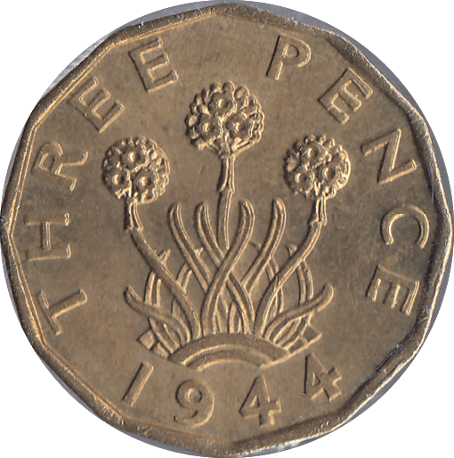 1944 BRASS THREEPENCE ( UNC ) - THREEPENCE - Cambridgeshire Coins