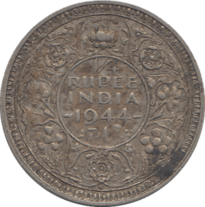 1944 INDIA QUARTER RUPEE - WORLD COINS - Cambridgeshire Coins