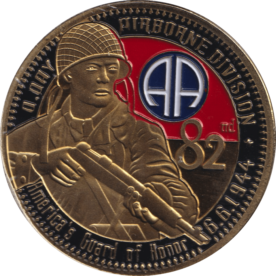 1944 MEDALLION D-DAY ENAMELLED 82ND AIRBORNE - MEDALS & MEDALLIONS - Cambridgeshire Coins