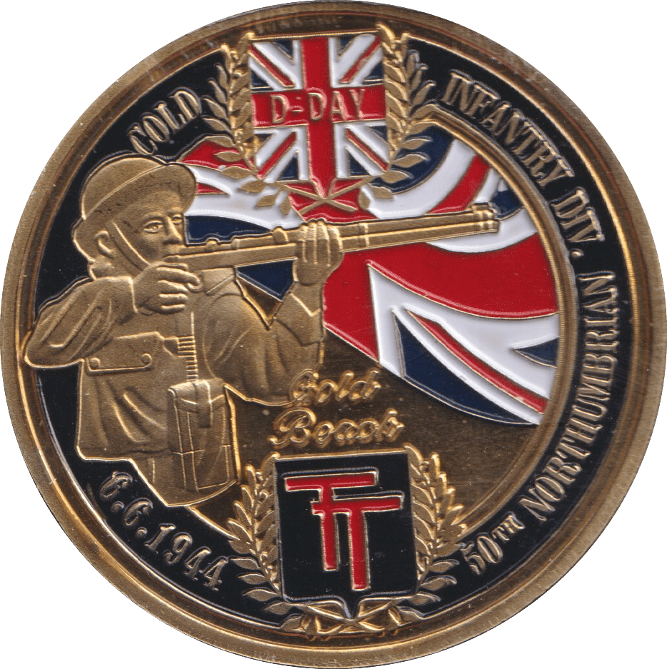 1944 MEDALLION D-DAY ENAMELLED GOLD BEACH BRITISH FORCES - MEDALS & MEDALLIONS - Cambridgeshire Coins