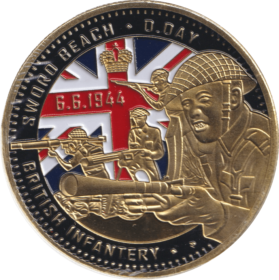 1944 MEDALLION D-DAY ENAMELLED SWORD BEACH - MEDALS & MEDALLIONS - Cambridgeshire Coins