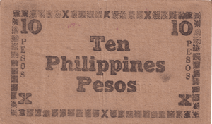 1944 PHILIPPINES TEN PESOS CERTIFICATE REF-1710 - WORLD BANKNOTES - Cambridgeshire Coins
