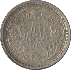 1944 QUARTER RUPEE INDIA - SILVER WORLD COINS - Cambridgeshire Coins
