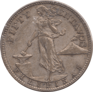 1944 SILVER FIFTY CENTAVOS PHILIPPINES - SILVER WORLD COINS - Cambridgeshire Coins