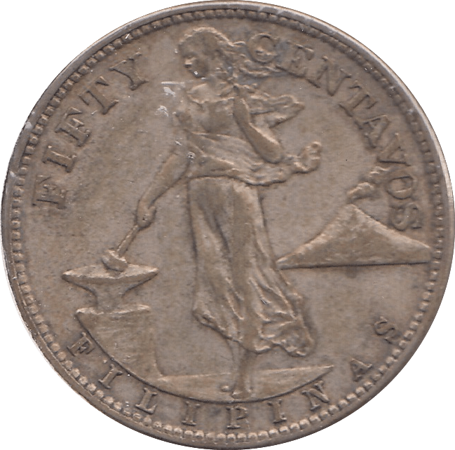1944 SILVER FIFTY CENTAVOS PHILIPPINES - SILVER WORLD COINS - Cambridgeshire Coins