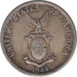 1944 SILVER FIFTY CENTAVOS PHILIPPINES - SILVER WORLD COINS - Cambridgeshire Coins