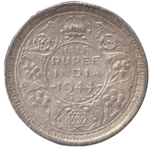 1944 SILVER HALF RUPEES INDIA - SILVER WORLD COINS - Cambridgeshire Coins