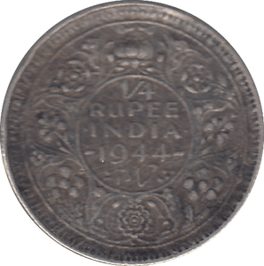 1944 SILVER INDIAN 1/4 RUPEE - SILVER WORLD COINS - Cambridgeshire Coins