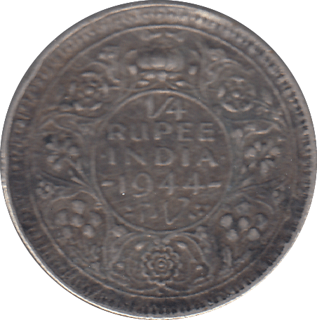 1944 SILVER INDIAN 1/4 RUPEE - SILVER WORLD COINS - Cambridgeshire Coins