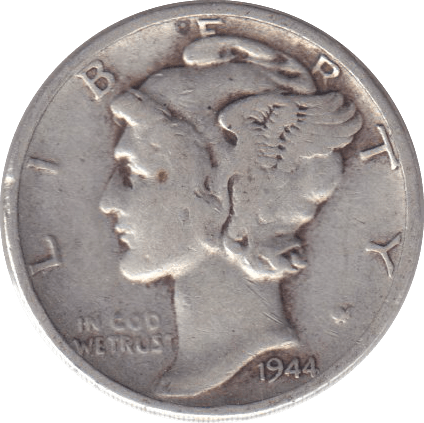 1944 SILVER ONE DIME USA - SILVER WORLD COINS - Cambridgeshire Coins