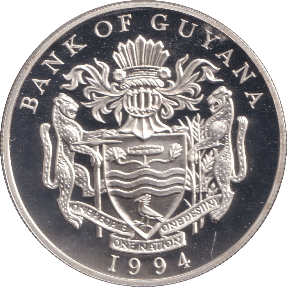 1944 SILVER PROOF FIFTY DOLLARS GUYANA - SILVER WORLD COINS - Cambridgeshire Coins