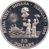 1944 SILVER PROOF FIFTY DOLLARS GUYANA - SILVER WORLD COINS - Cambridgeshire Coins