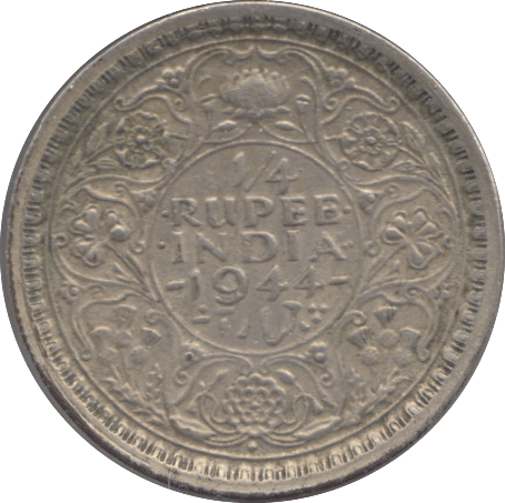 1944 SILVER QUARTER RUPEE INDIA - SILVER WORLD COINS - Cambridgeshire Coins
