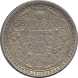 1944 SILVER QUARTER RUPEE INDIA - SILVER WORLD COINS - Cambridgeshire Coins