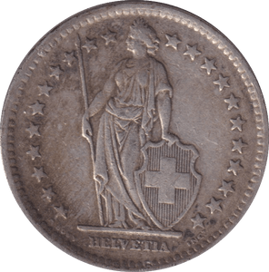 1944 SILVER SWITZERLAND 2 FRANC - SILVER WORLD COINS - Cambridgeshire Coins