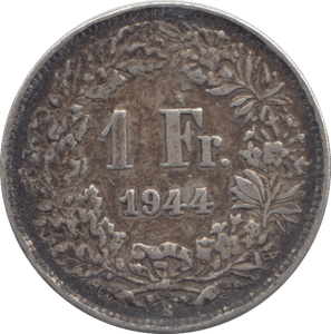 1944 SILVER SWITZERLAND FRANC - WORLD COINS - Cambridgeshire Coins