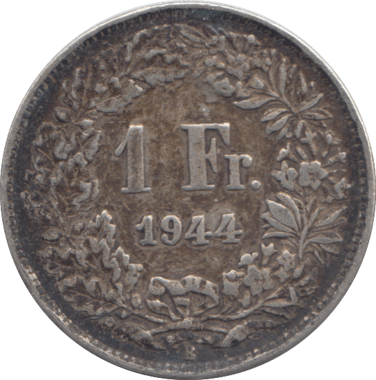 1944 SILVER SWITZERLAND FRANC - WORLD COINS - Cambridgeshire Coins