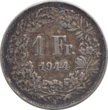 1944 SILVER SWITZERLAND FRANC - WORLD COINS - Cambridgeshire Coins