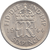 1944 SIXPENCE (GVF) - WORLD COINS - Cambridgeshire Coins