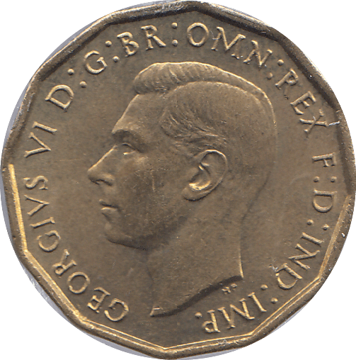 1945 BRASS THREEPENCE ( BU ) - THREEPENCE - Cambridgeshire Coins