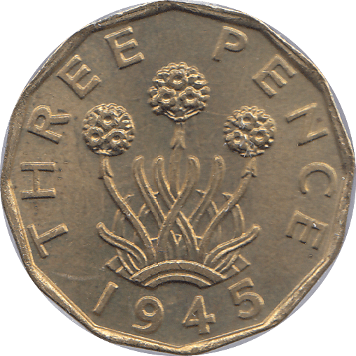 1945 BRASS THREEPENCE ( BU ) - THREEPENCE - Cambridgeshire Coins